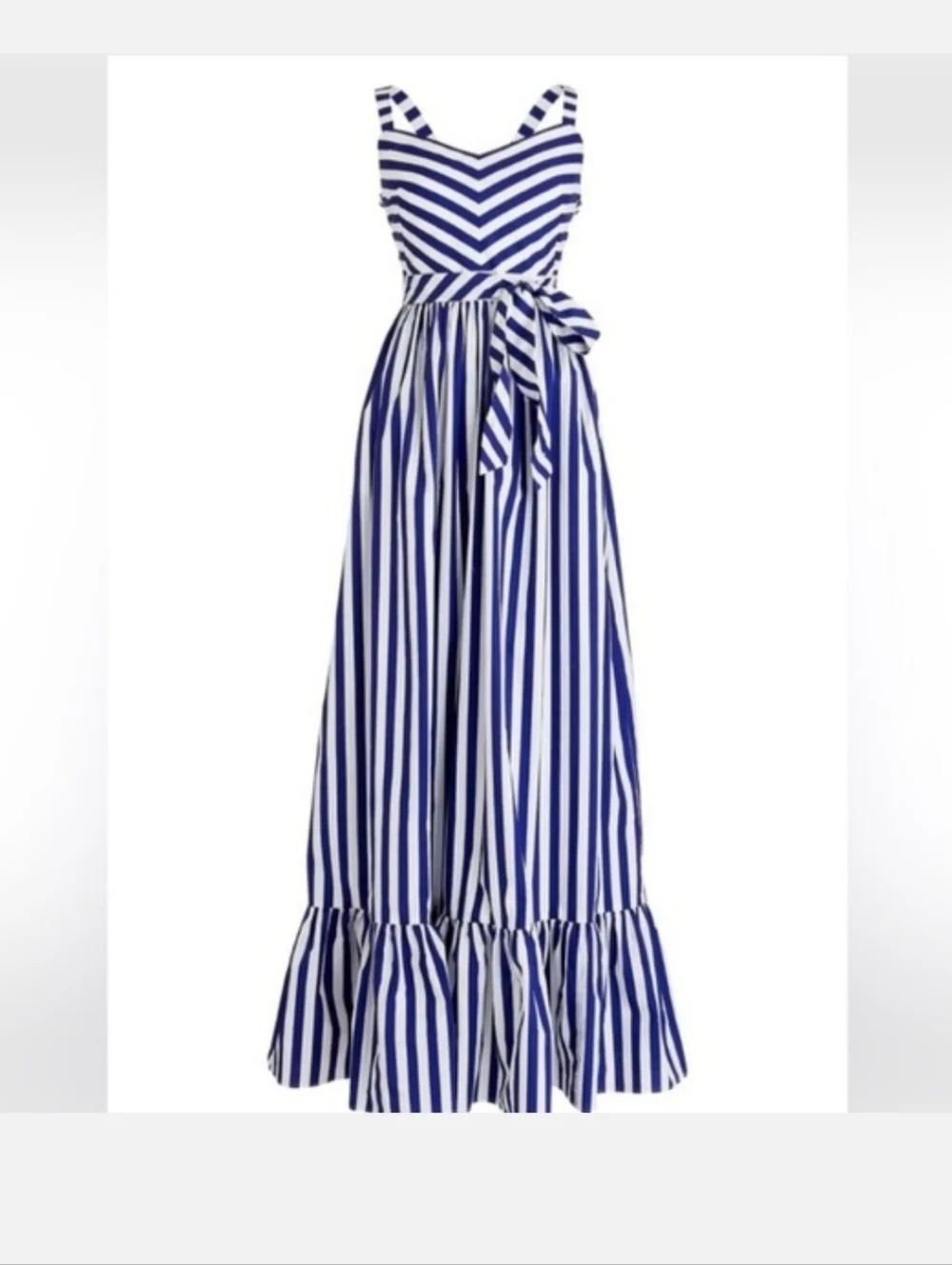 J CREW Blue White Cabana Stripe Ruffle Maxi Dress NWT - Picture 8 of 9